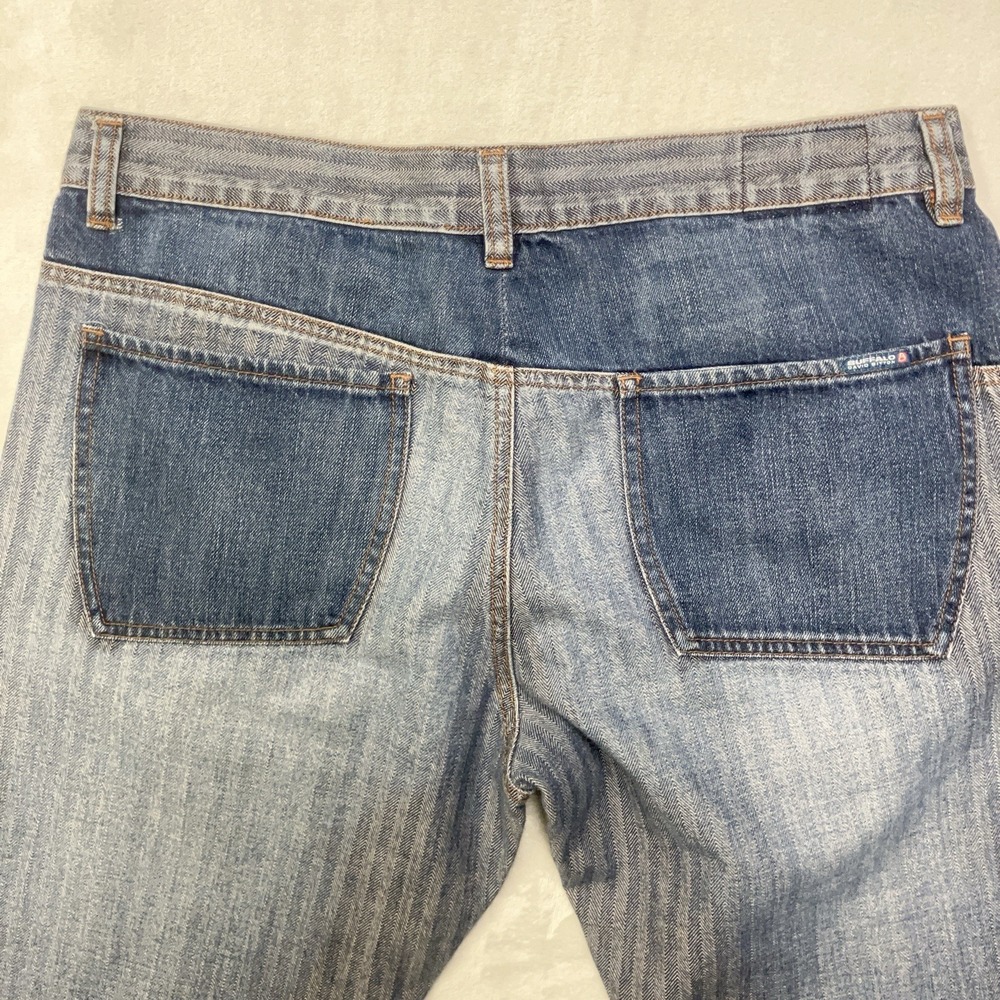 Y2K Vintage David Buffalo Bitton Jeans Men 34x32 Loose Bootcut Hickory Stripe